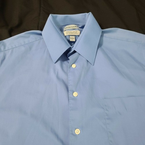 Camicia uomo David Taylor con bottoni blu taglia L 13-16 1/2 tasca misto cotone - Foto 9 di 12