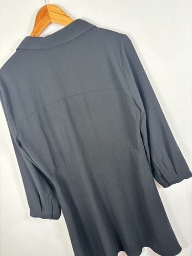 Zara Black Size L Buttoned Shirt Dress Floaty Collared Work Office Career - Picture 6 of 6