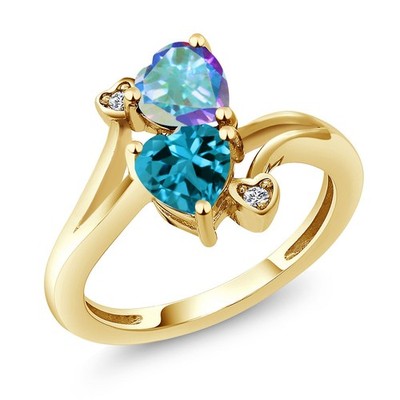 18K Yellow Gold Plated Silver Mercury Mist Mystic Topaz London Blue Topaz and