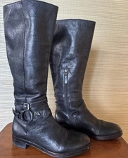 VIA SPIGA Tall Black Leather Boots 6.5 Preowned