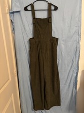 Cider Green Corduroy Womens Overalls Wide Leg Adjustable Straps Size L NWT Boho