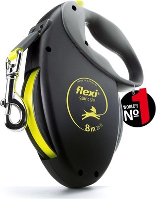 NEW Flexi Giant S/M Retractable Dog Leash, 26ft Tape, Neon  Black/Yellow
