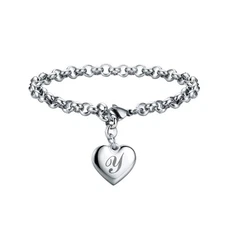 SANNYRA Charms Bracelets for Women Heart Charm Initial Bracelet Trendy Y Lett...