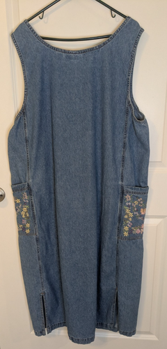 Jeanspullover / Kleid Damen blau bestickt Blumen Maxi Gr. 2XL? Etikett fehlt. - Bild 5 von 10