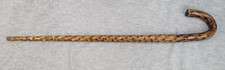 Vintage Walking Cane Stick Wood Natural Knotty Grain Spiral 33 1/2" Handmade