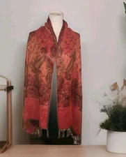 Pashmina Orange Brown Print Scarf