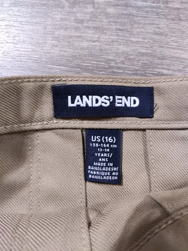 Falda Lands End Niñas Talla 16 Beige Plisada Uniforme Escolar Parte Inferior Niños Foto 2 de 4