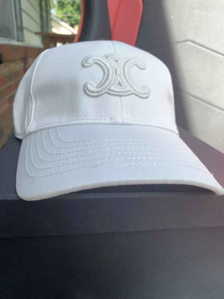Gorra de béisbol de algodón Celine gorra hombres mujeres lavado LOGO talla M triunfo blanca nueva Foto 2 de 4