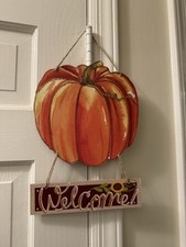 Fall Decoration Welcome Pumpkin Hanging Sign New