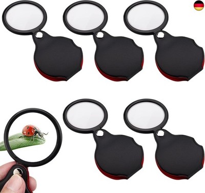 Cobee Mini-Lupe, faltbar, 10-fach Vergrößerung, drehbare Schutzhülle, Holster fü