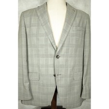 Hart Schaffner Marx Grey Glen Plaid Lightweight Wool Sport Coat 44R Made in USA