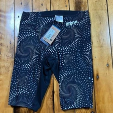 NWT Arena Men’s 32 Competitive Fireflow Swim Jammer Swimsuit Black Geometric