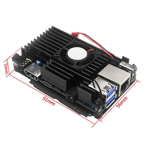 Alloy Case + Active Passive Cooling Fan Enclosure Heat Shell for Orange Pi 4 LTS - Afbeelding 7 van 13