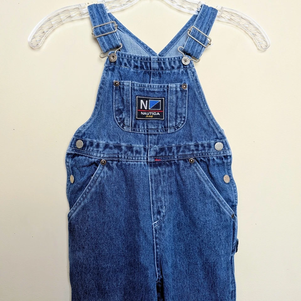 Mono de carpintero vintage Nautica años 90 Y2K azul denim 2T Foto 2 de 4