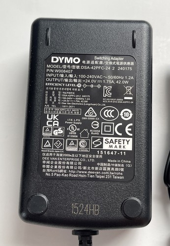 Dymo Labelwriter Zasilacz impulsowy 1835778 W008407 100-240VAC 50/60Hz 1,2A - Zdjęcie 4 z 7