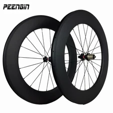 Carbon 80mm Deep Wheels 25mm Clincher Tubeless Road/Triathlon Wheelset
