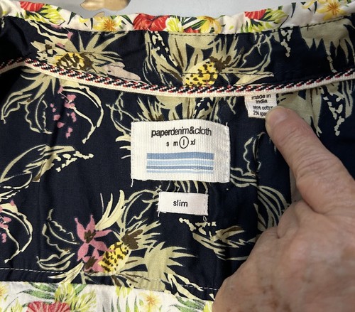 Paper Denim & Cloth Men's Slim Floral Hawaiian Travel Shirt Size Large (S44) - Picture 6 of 6