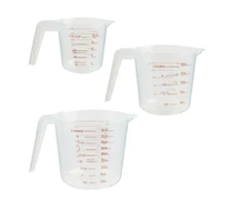 Mainstays 3-Piece Tapered Spout Nesting Plastic Measuring Cups Set, Clear