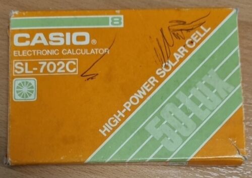 Vintage seltener Casio SL-702C elektronischer Solarrechner 50 Lux mit Etui & Box - Bild 1 von 7