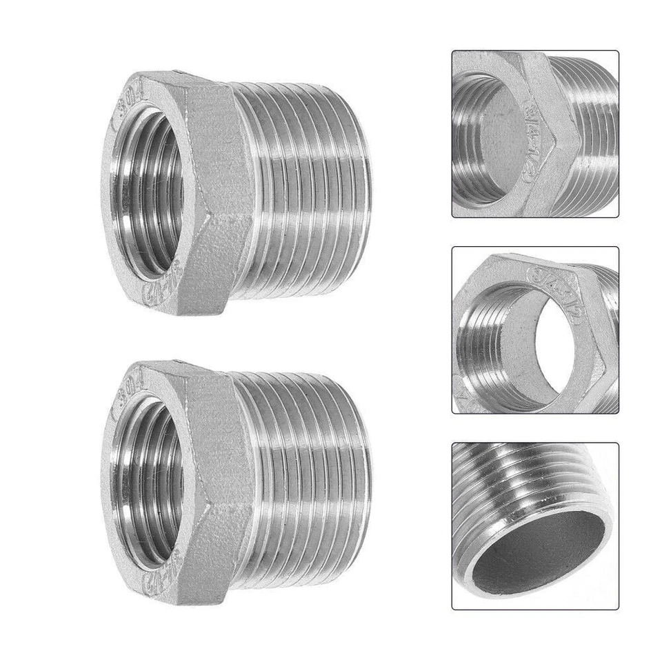 CAPNEW M16x1.5 Male to 12x1.5 Female Reducer Bush Air Water Steel Hex Joiner Connector