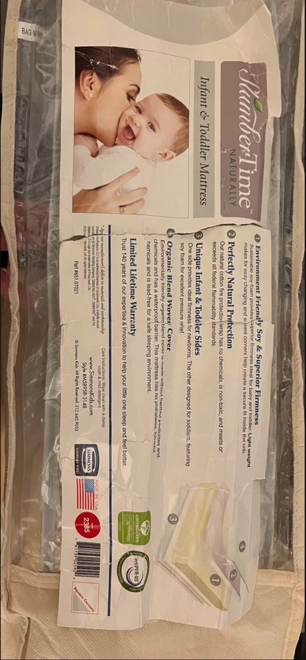Матрас для ребенка ясельного возраста Simmons Beauty Sleep Slumber Time б/у в отличном состоянии - только самовывоз - Изображение 3 из 4