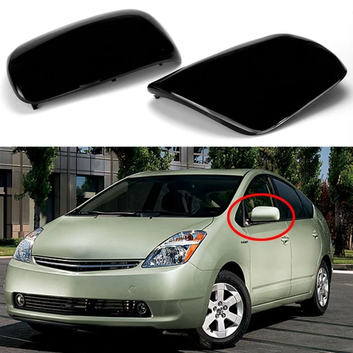 Pair Rear View Side Mirror Cover Cap Gloss Black For Toyota Yaris 2007-2011