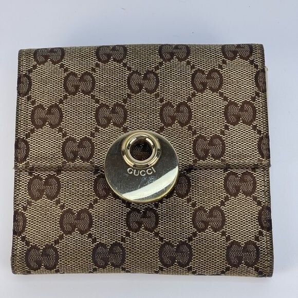 GUCCI Eclipse GG Canvas Bifold Wallet ① Gucci Eclipse GG Canvas Leather Wallet – LuxUness