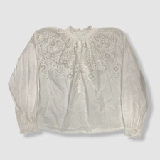 $265 Love The Label Women's White Embroidered Long Sleeve Top Size Meidum