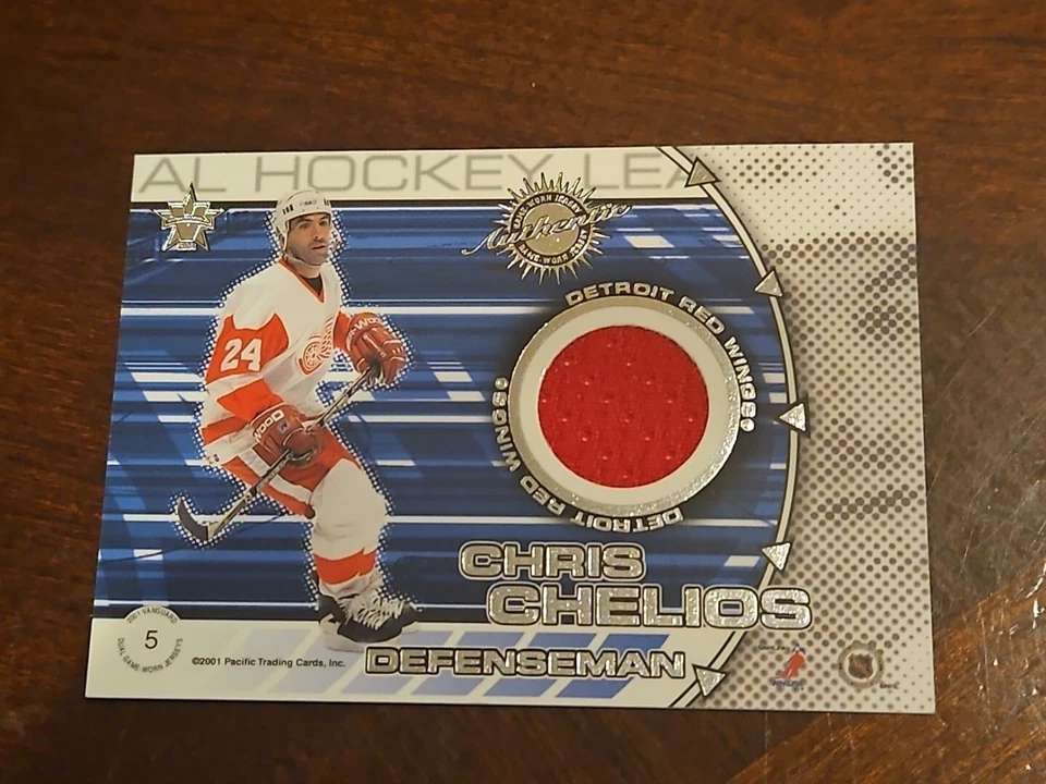 brendan shanahan chris chelios dual game used jersey relic card gu nhl /1500 - Image 2 of 2
