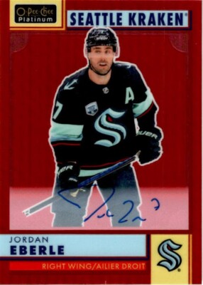Jordan Eberle Seattle Kraken 2022-23 O-Pee-Chee Platinum Retro Red Auto R-16