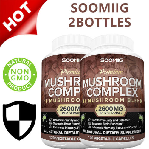 Mushroom Complex Supplement - Boosts Immunity and Defense 2BOTTLES 120 CAPSULES