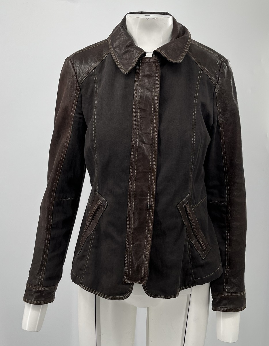 専用ARMANI COLLEZIONI leather jacket brown Armani Collezioni Women's Brown Genuine Leather+Cotton Full