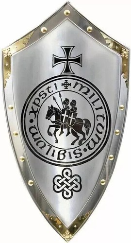 Medieval Shield Knight Templar Crusader Heater Shield Armour Battle Halloween - Picture 5 of 5