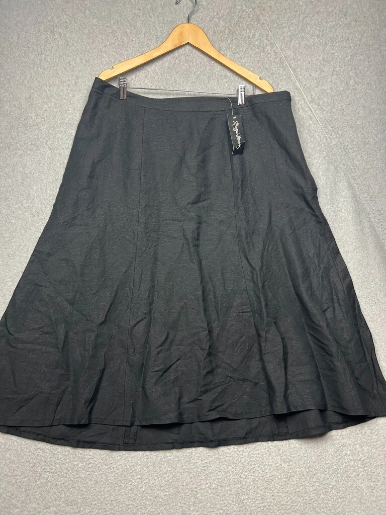 Maggie Barnes Womens Midi Linen Blend Skirt Plus 1X Modern Simple Casual*