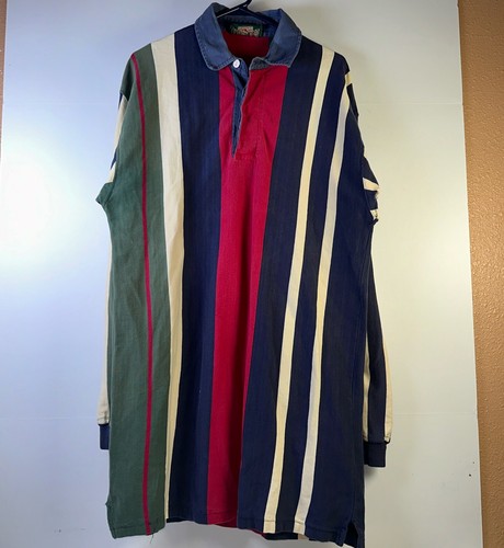 American Eagle Outfitters Vintage Shirt Mens XL Vertical Stripe Polo 80s 90s Tag - Picture 1 of 11