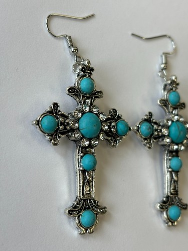 Turquoise Vintage Cross Earrings - 第 6/18 張圖片