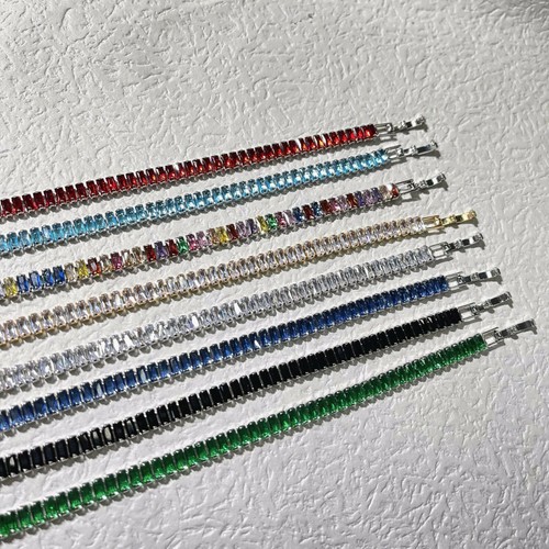 8pc Lot Mix Color Red Garnet Onyx Charm Slim Gemstone Women Silver Bracelets New - Picture 2 of 9