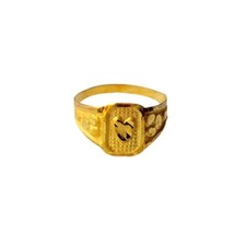 22K/18K Real Certified Yellow Gold Carved Design Kids Ring