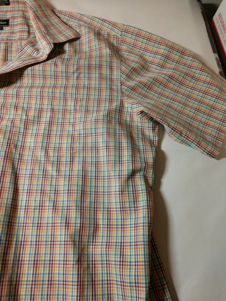 Neiman Marcus short sleeve casual linen shirt Men’s 2XL multicolor check - Image 4 of 4
