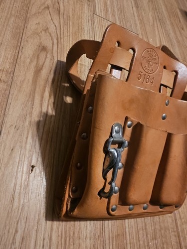 Vintage Klein Tools 5164 Leather 6 Pockets Pouch For Belt Electrician - Picture 3 of 9