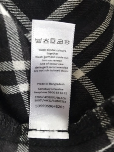 TU Top Black White Plaid Fleece Check Flannel Shirt Girls Boys Grunge Size 12 Yr - Picture 5 of 5