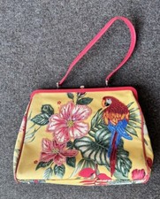 Rere ISABELLA FIORE Tropical Parrot Birds EMBELLISHED APPLIQUE TOTE BAG