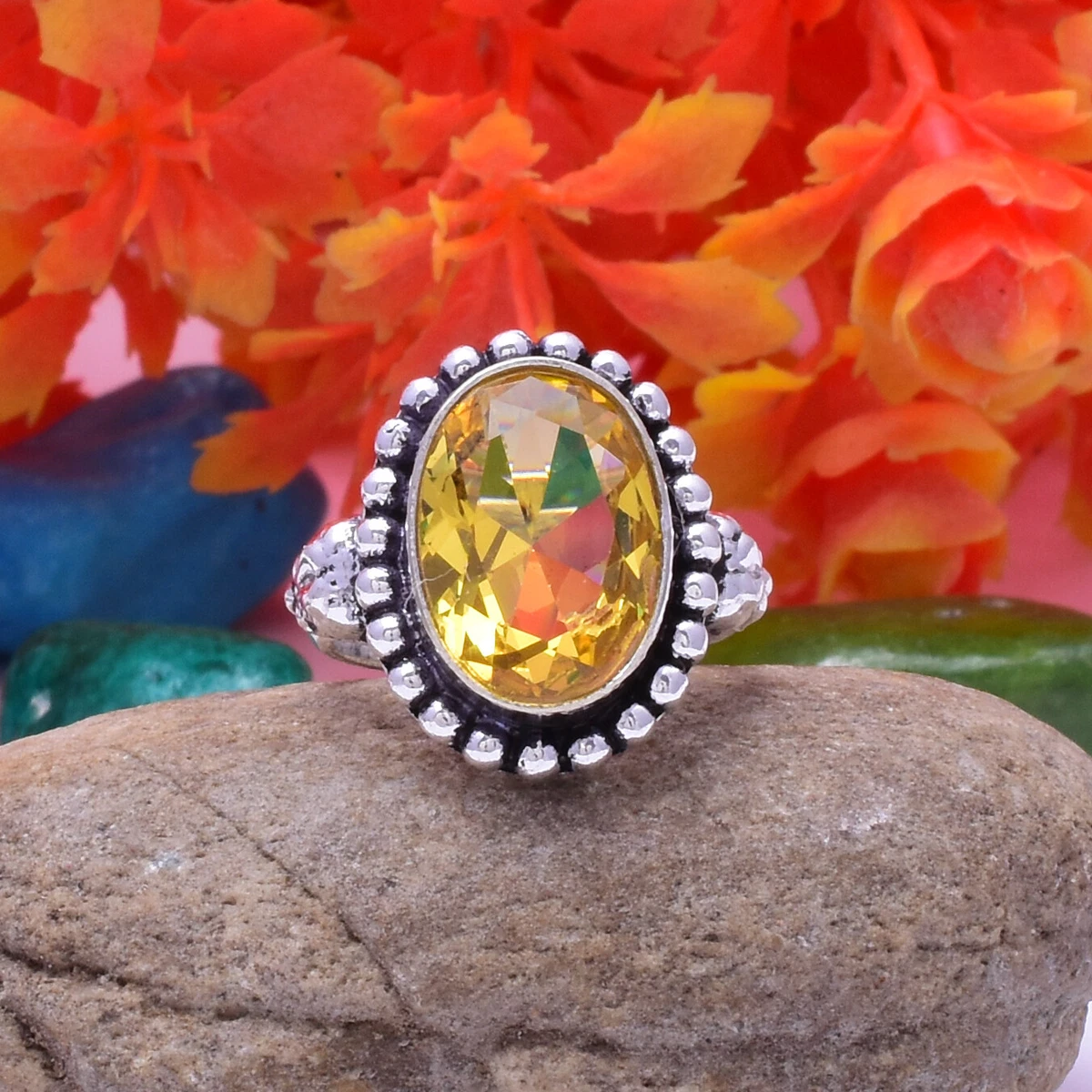 Sterling silver yellow topaz hotsell rings