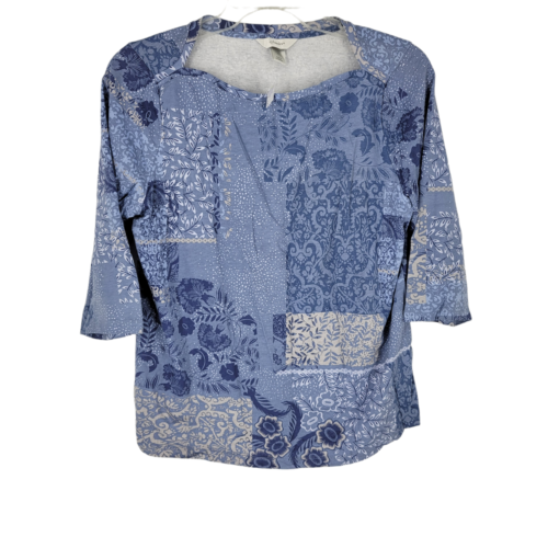 CJ Banks Women's Blue 3/4 Sleeve Blouse Cotton Size X