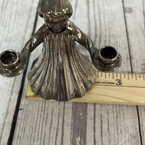 2 Vintage Silver Plate Angel CHOIR BOY GIRL Candle Holders ITALY 3.25" Christmas - Picture 8 of 11
