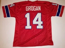 UNSIGNED CUSTOM Sewn Stitched Steve Grogan Red Jersey - M, L, XL, 2XL, 3XL