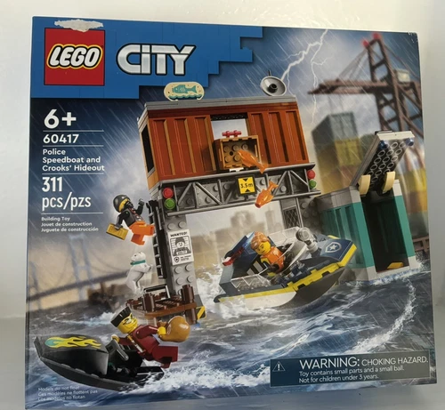 LEGO City Polizei Schnellboot + Gauner Versteck Bauset 60417 311 Teile Alter 6+ NEU