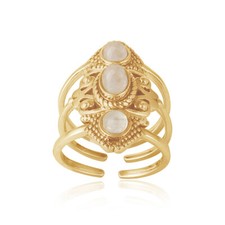 Handmade 925 Silver Women's Engagement Boho Design Moonstone Ring Jewelry