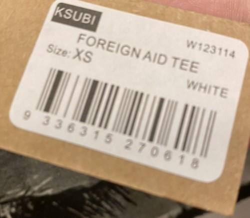 Ksubi Shirt Men’s Size XS We Demand Foreign Aid Graphic Tee Streetwear Political - Picture 5 of 12