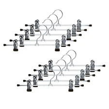 Mawa Pants & Skirts Hangers 10 Pack Non-Slip Clips 12" Black